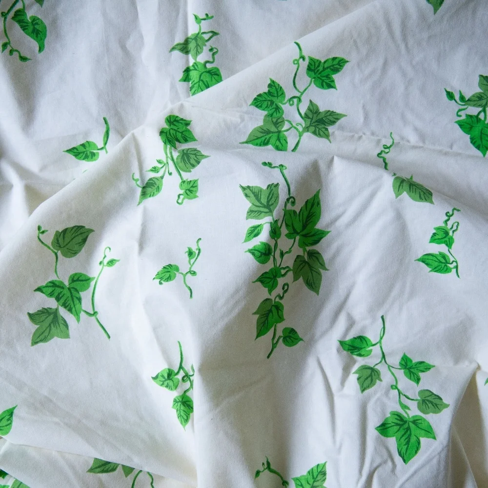 Vintage Percale Leaf Vine Twin Fitted Sheet
